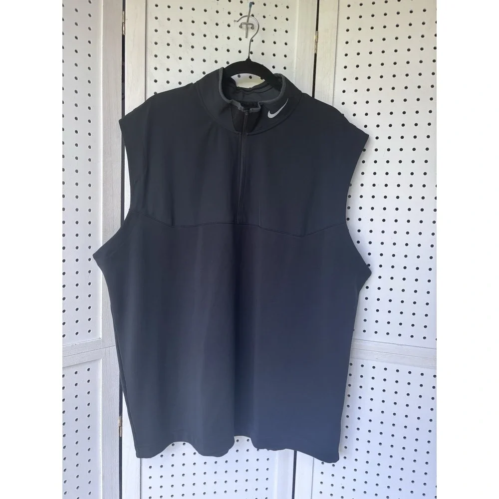 Nike Golf Tour Performance Vest Mens XXL Black Dri-Fit 1/4 Zip Pullover Stretch